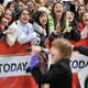 Fans watch Justin Bieber perform at the Today Show, 2009. Image via Getty.